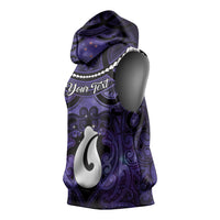 Personalised Maori Matariki Hei Matau Waiporoporo Sleeveless Hoodie Maori Kowhaiwhai Pattern Galaxy LT01 - Polynesian Pride