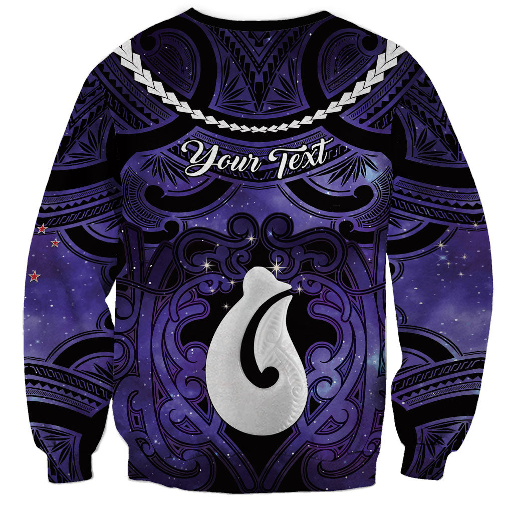 Personalised Maori Matariki Hei Matau Waiporoporo Sweatshirt Maori Kowhaiwhai Pattern Galaxy