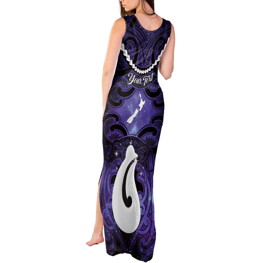 Personalised Maori Matariki Hei Matau Waiporoporo Tank Maxi Dress Maori Kowhaiwhai Pattern Galaxy LT01 - Polynesian Pride