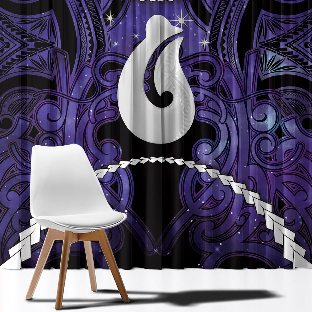 Maori Matariki Hei Matau Waiporoporo Window Curtain Maori Kowhaiwhai Pattern Galaxy
