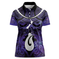 Personalised Maori Matariki Hei Matau Waiporoporo Women Polo Shirt Maori Kowhaiwhai Pattern Galaxy LT01 Female Purple - Polynesian Pride