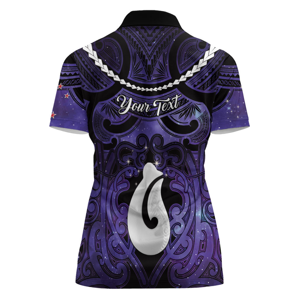Personalised Maori Matariki Hei Matau Waiporoporo Women Polo Shirt Maori Kowhaiwhai Pattern Galaxy LT01 - Polynesian Pride