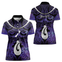 Personalised Maori Matariki Hei Matau Waiporoporo Women Polo Shirt Maori Kowhaiwhai Pattern Galaxy LT01 - Polynesian Pride