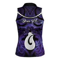 Personalised Maori Matariki Hei Matau Waiporoporo Women Sleeveless Polo Shirt Maori Kowhaiwhai Pattern Galaxy LT01 - Polynesian Pride