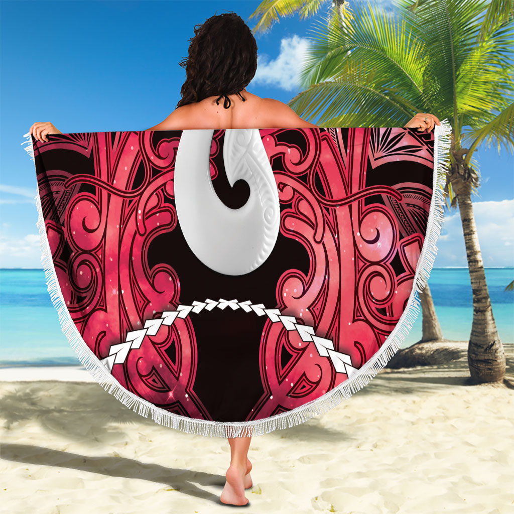 Maori Matariki Hei Matau Whero Beach Blanket Maori Kowhaiwhai Pattern Galaxy