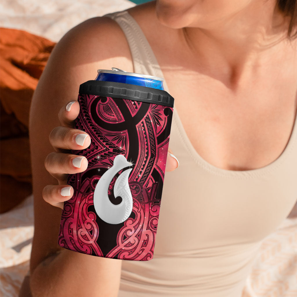 Personalised Maori Matariki Hei Matau Whero 4 in 1 Can Cooler Tumbler Maori Kowhaiwhai Pattern Galaxy LT01 - Polynesian Pride