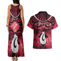 Personalised Maori Matariki Hei Matau Whero Couples Matching Tank Maxi Dress and Hawaiian Shirt Maori Kowhaiwhai Pattern Galaxy LT01 - Polynesian Pride