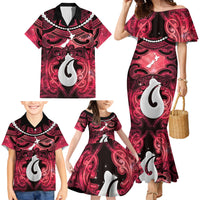 Personalised Maori Matariki Hei Matau Whero Family Matching Mermaid Dress and Hawaiian Shirt Maori Kowhaiwhai Pattern Galaxy LT01 - Polynesian Pride