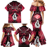 Personalised Maori Matariki Hei Matau Whero Family Matching Mermaid Dress and Hawaiian Shirt Maori Kowhaiwhai Pattern Galaxy LT01 - Polynesian Pride