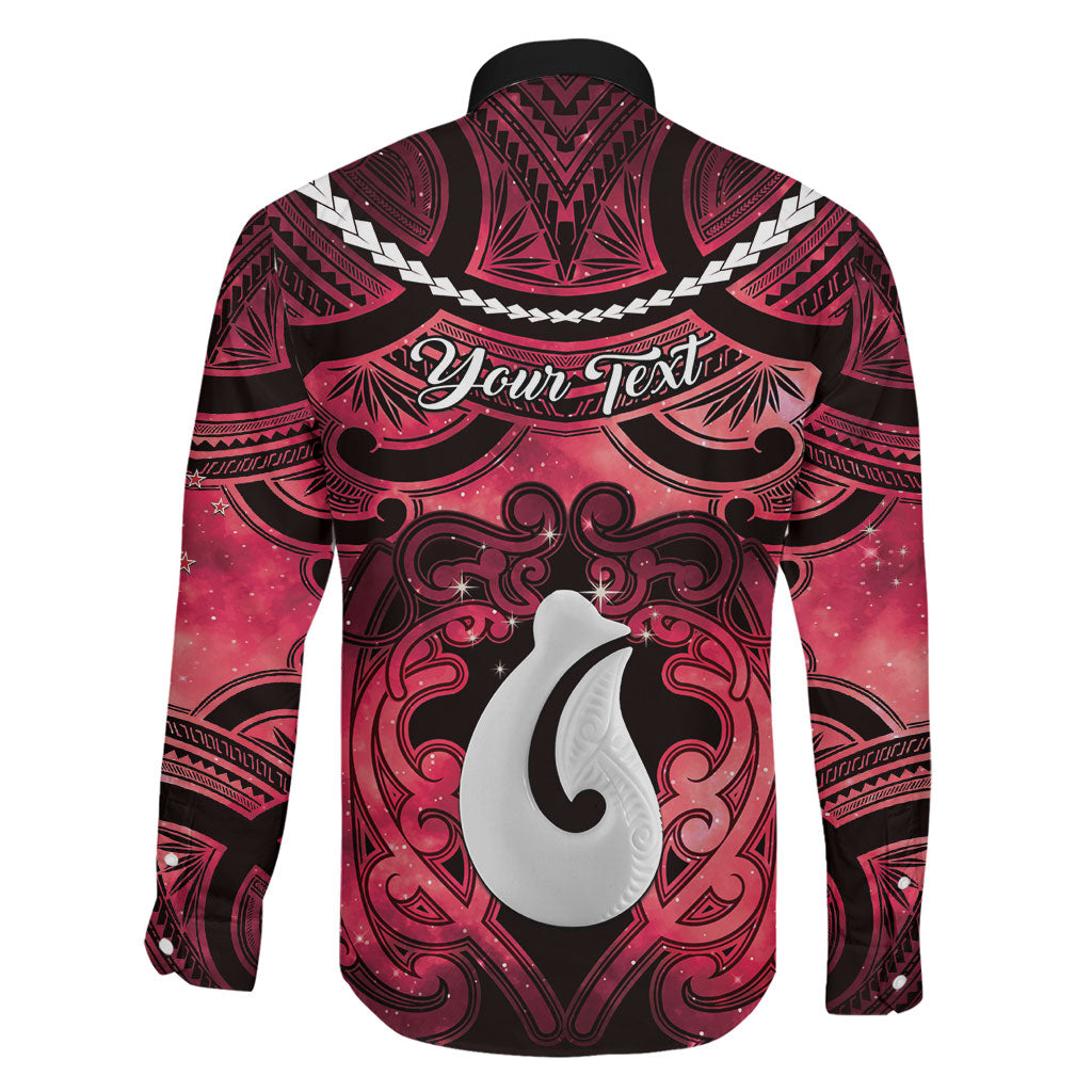 Personalised Maori Matariki Hei Matau Whero Family Matching Off Shoulder Short Dress and Hawaiian Shirt Maori Kowhaiwhai Pattern Galaxy LT01 - Polynesian Pride