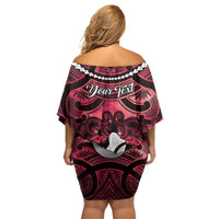 Personalised Maori Matariki Hei Matau Whero Family Matching Off Shoulder Short Dress and Hawaiian Shirt Maori Kowhaiwhai Pattern Galaxy LT01 - Polynesian Pride
