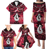 Personalised Maori Matariki Hei Matau Whero Family Matching Puletasi and Hawaiian Shirt Maori Kowhaiwhai Pattern Galaxy LT01 - Polynesian Pride