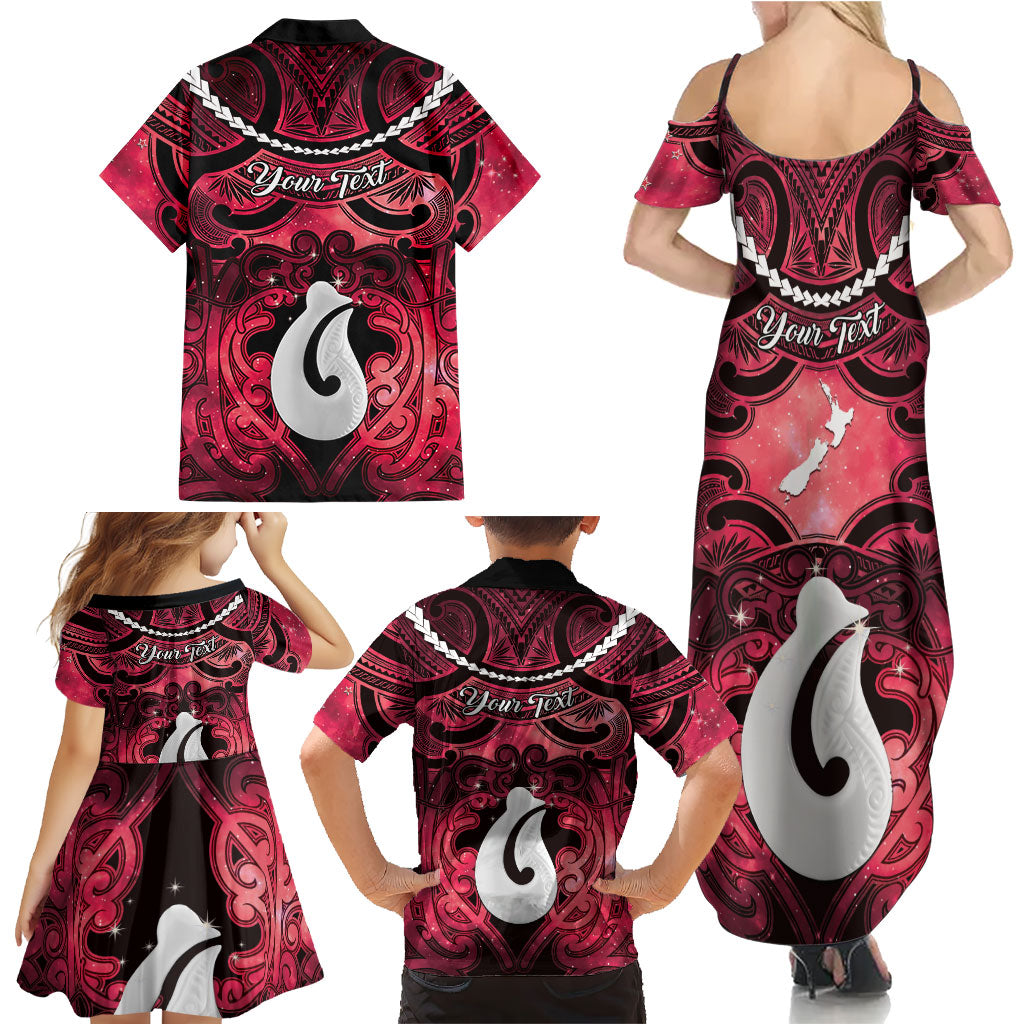 Personalised Maori Matariki Hei Matau Whero Family Matching Summer Maxi Dress and Hawaiian Shirt Maori Kowhaiwhai Pattern Galaxy LT01 - Polynesian Pride