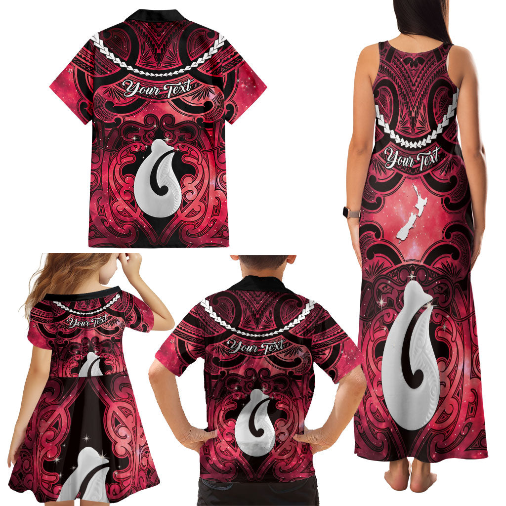 Personalised Maori Matariki Hei Matau Whero Family Matching Tank Maxi Dress and Hawaiian Shirt Maori Kowhaiwhai Pattern Galaxy LT01 - Polynesian Pride