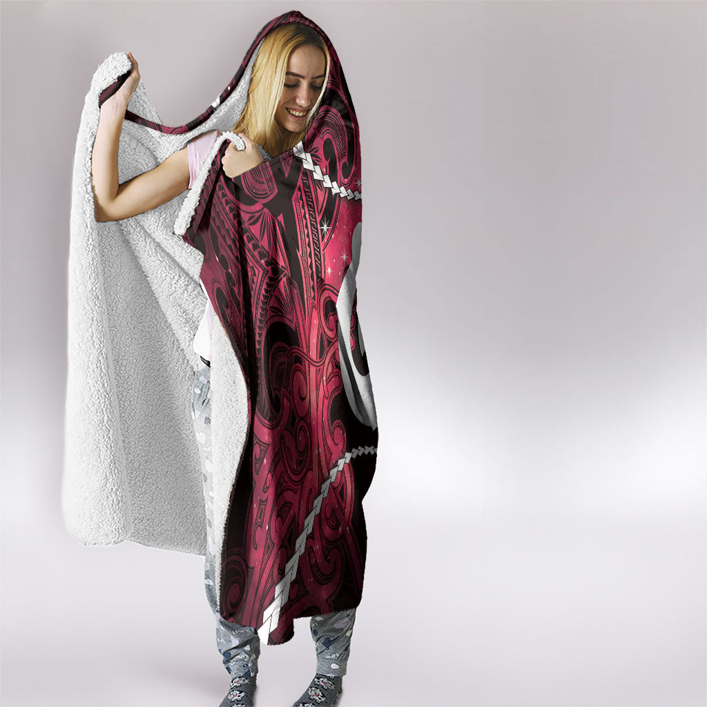 Maori Matariki Hei Matau Whero Hooded Blanket Maori Kowhaiwhai Pattern Galaxy