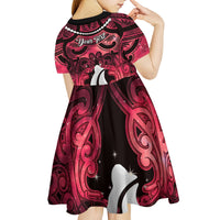 Personalised Maori Matariki Hei Matau Whero Kid Short Sleeve Dress Maori Kowhaiwhai Pattern Galaxy