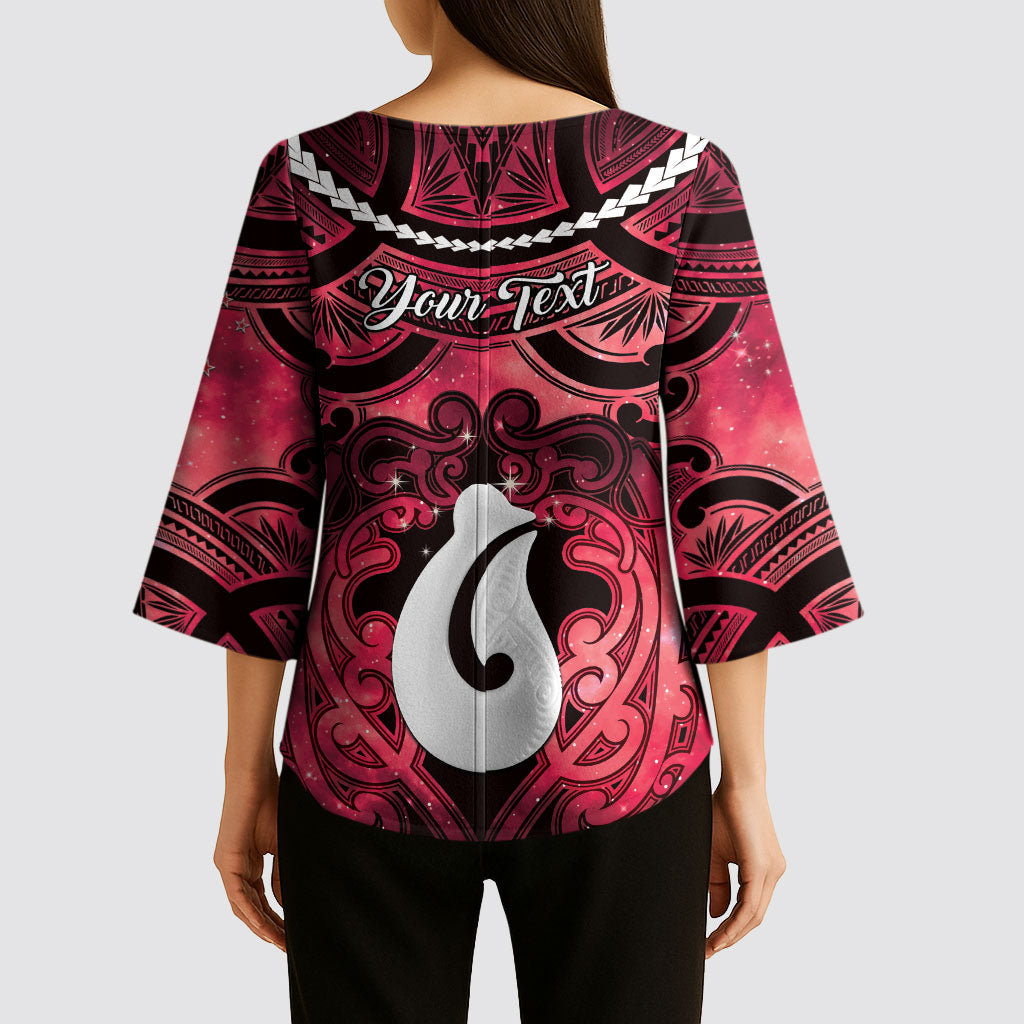 Personalised Maori Matariki Hei Matau Whero Kimono Sleeve Blouse Maori Kowhaiwhai Pattern Galaxy