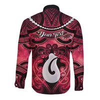 Personalised Maori Matariki Hei Matau Whero Long Sleeve Button Shirt Maori Kowhaiwhai Pattern Galaxy LT01 - Polynesian Pride