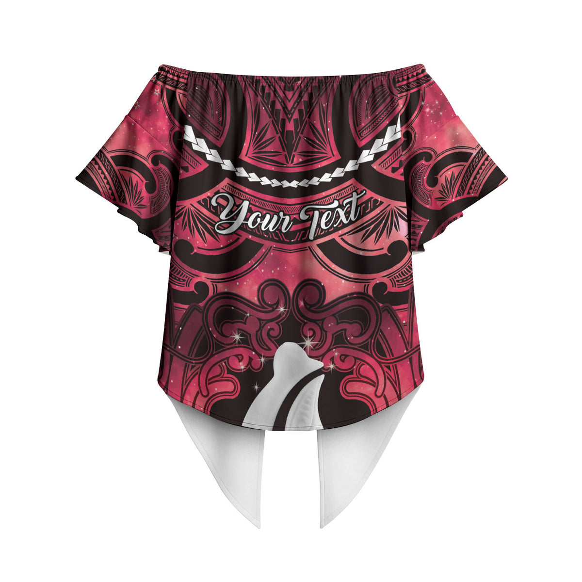 Personalised Maori Matariki Hei Matau Whero Off Shoulder Wrap Waist Top Maori Kowhaiwhai Pattern Galaxy LT01 - Polynesian Pride