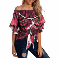 Personalised Maori Matariki Hei Matau Whero Off Shoulder Wrap Waist Top Maori Kowhaiwhai Pattern Galaxy LT01 - Polynesian Pride