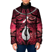Personalised Maori Matariki Hei Matau Whero Padded Jacket Maori Kowhaiwhai Pattern Galaxy