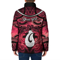 Personalised Maori Matariki Hei Matau Whero Padded Jacket Maori Kowhaiwhai Pattern Galaxy