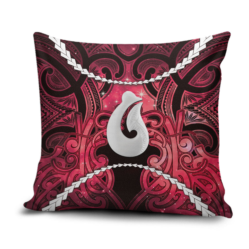 Maori Matariki Hei Matau Whero Pillow Cover Maori Kowhaiwhai Pattern Galaxy LT01 Red - Polynesian Pride