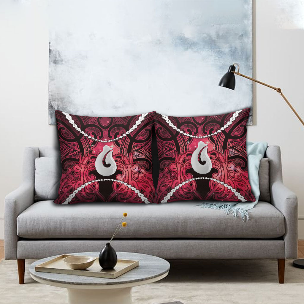 Maori Matariki Hei Matau Whero Pillow Cover Maori Kowhaiwhai Pattern Galaxy LT01 - Polynesian Pride