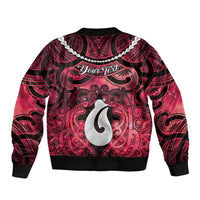 Personalised Maori Matariki Hei Matau Whero Sleeve Zip Bomber Jacket Maori Kowhaiwhai Pattern Galaxy LT01 - Polynesian Pride