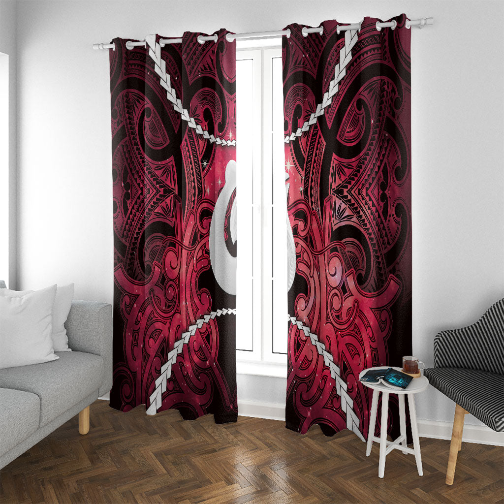 Maori Matariki Hei Matau Whero Window Curtain Maori Kowhaiwhai Pattern Galaxy