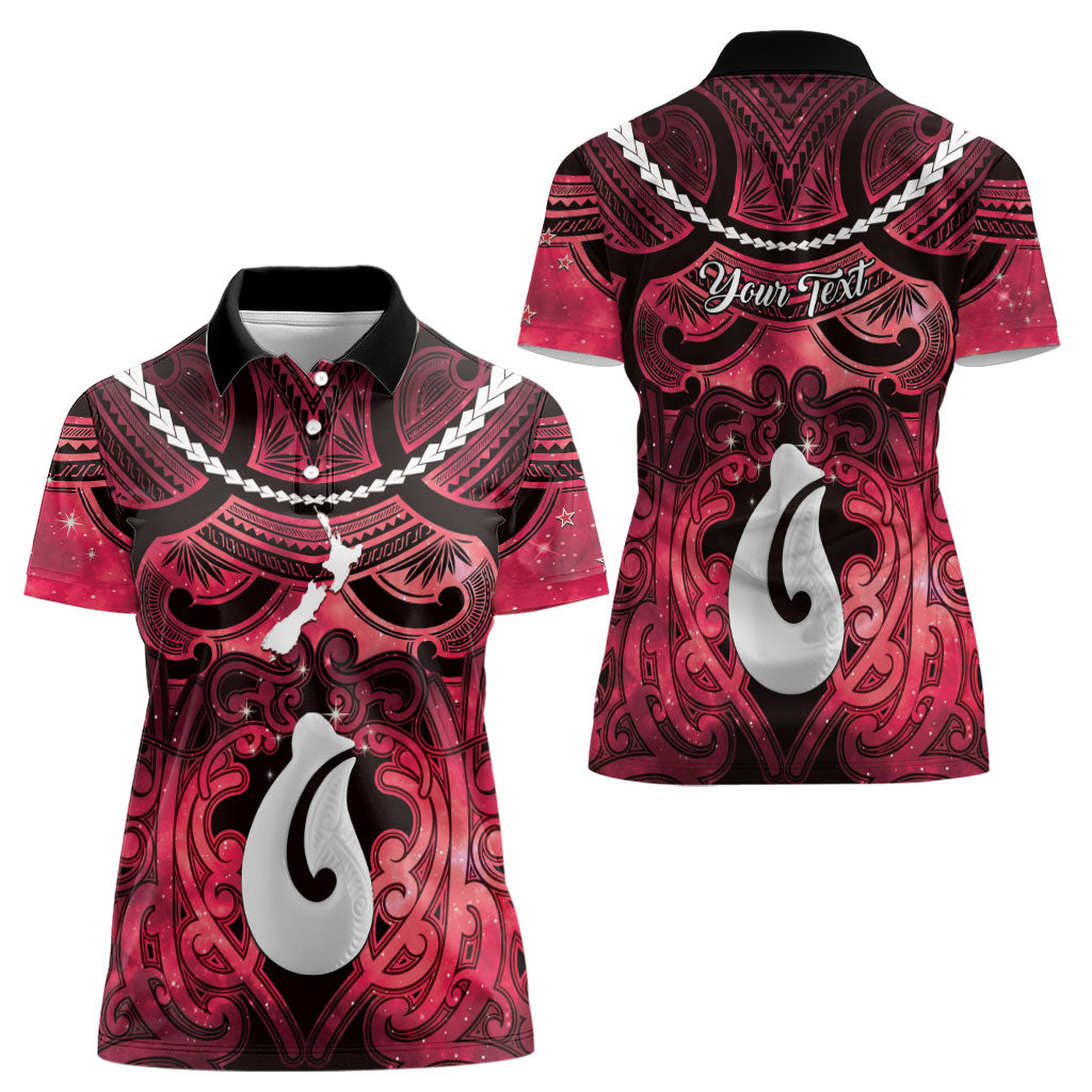 Personalised Maori Matariki Hei Matau Whero Women Polo Shirt Maori Kowhaiwhai Pattern Galaxy LT01 - Polynesian Pride