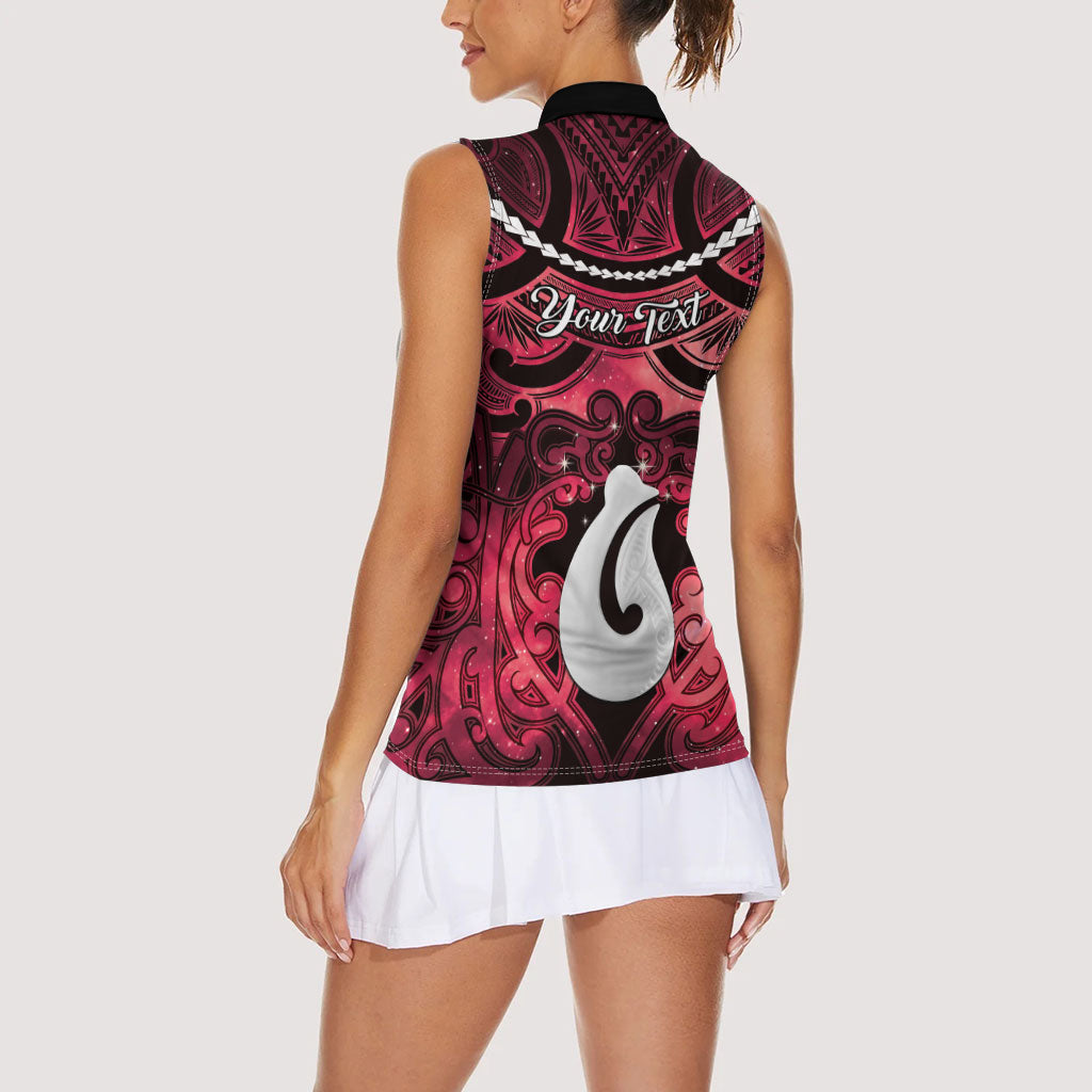 Personalised Maori Matariki Hei Matau Whero Women Sleeveless Polo Shirt Maori Kowhaiwhai Pattern Galaxy LT01 - Polynesian Pride