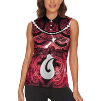 Personalised Maori Matariki Hei Matau Whero Women Sleeveless Polo Shirt Maori Kowhaiwhai Pattern Galaxy LT01 - Polynesian Pride