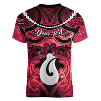 Personalised Maori Matariki Hei Matau Whero Women V-Neck T-Shirt Maori Kowhaiwhai Pattern Galaxy LT01 - Polynesian Pride