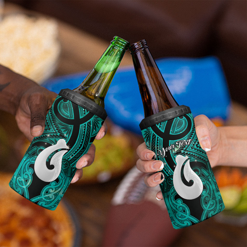 Personalised Maori Matariki Hei Matau Turquoise 4 in 1 Can Cooler Tumbler Maori Kowhaiwhai Pattern Galaxy LT01 - Polynesian Pride