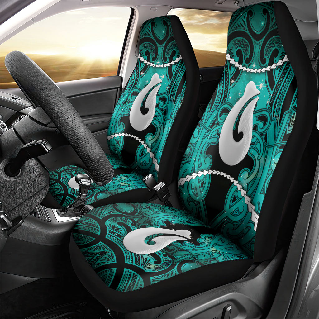 Maori Matariki Hei Matau Turquoise Car Seat Cover Maori Kowhaiwhai Pattern Galaxy