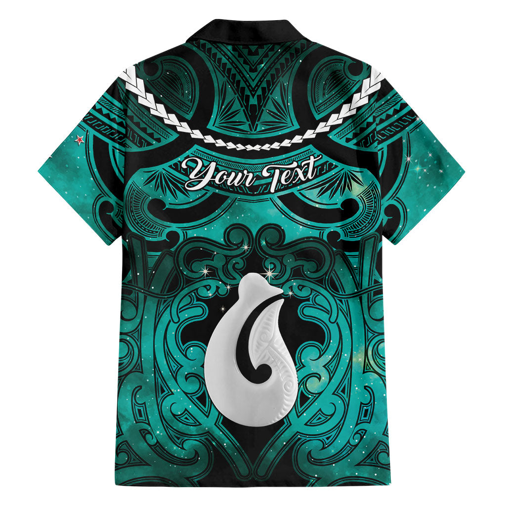 Personalised Maori Matariki Hei Matau Turquoise Family Matching Off The Shoulder Long Sleeve Dress and Hawaiian Shirt Maori Kowhaiwhai Pattern Galaxy LT01 - Polynesian Pride
