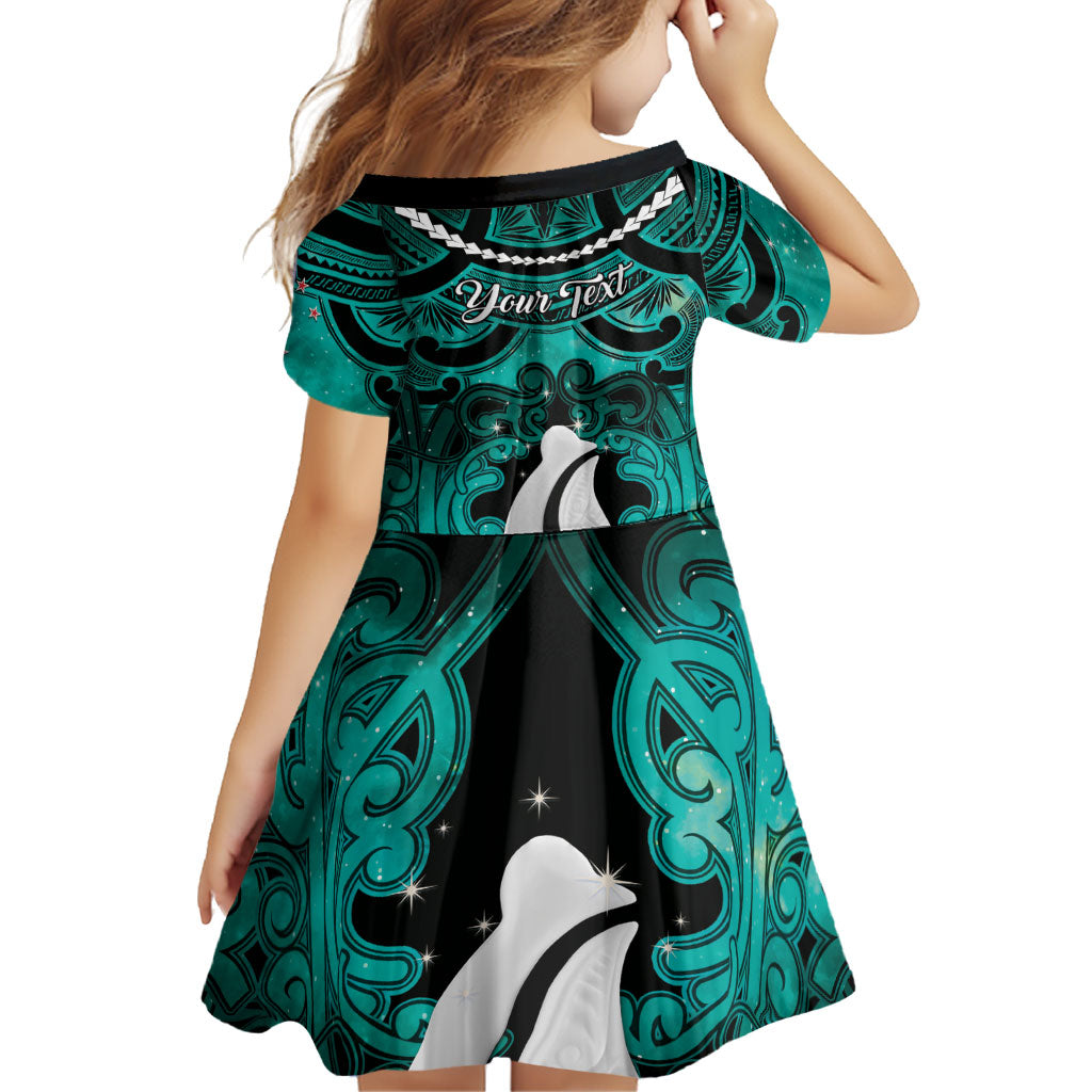 Personalised Maori Matariki Hei Matau Turquoise Family Matching Short Sleeve Bodycon Dress and Hawaiian Shirt Maori Kowhaiwhai Pattern Galaxy LT01 - Polynesian Pride