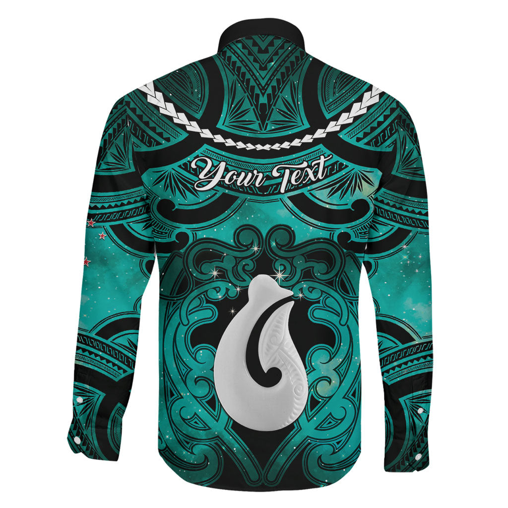 Personalised Maori Matariki Hei Matau Turquoise Family Matching Summer Maxi Dress and Hawaiian Shirt Maori Kowhaiwhai Pattern Galaxy LT01 - Polynesian Pride