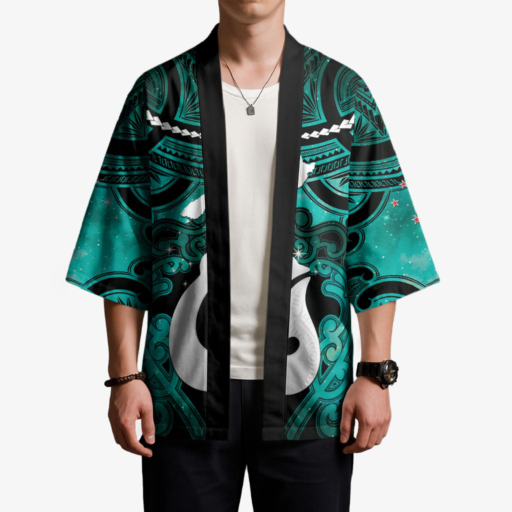 Personalised Maori Matariki Hei Matau Turquoise Kimono Maori Kowhaiwhai Pattern Galaxy