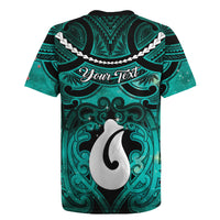 Personalised Maori Matariki Hei Matau Turquoise Rugby Jersey Maori Kowhaiwhai Pattern Galaxy