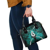 Maori Matariki Hei Matau Turquoise Shoulder Handbag Maori Kowhaiwhai Pattern Galaxy
