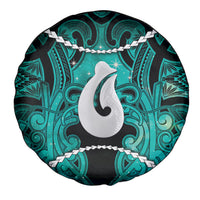 Maori Matariki Hei Matau Turquoise Spare Tire Cover Maori Kowhaiwhai Pattern Galaxy