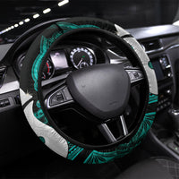Maori Matariki Hei Matau Turquoise Steering Wheel Cover Maori Kowhaiwhai Pattern Galaxy LT01 Universal Fit Turquoise - Polynesian Pride