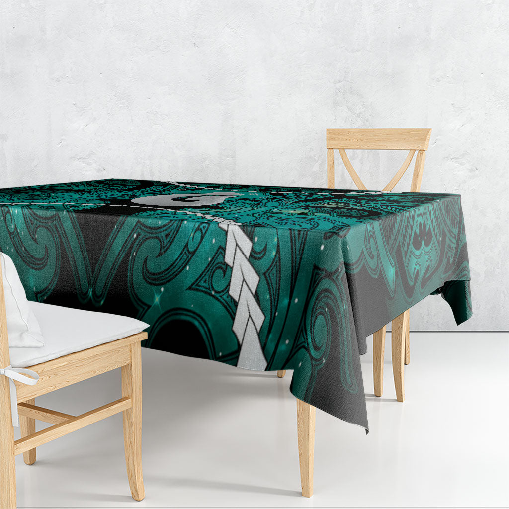 Maori Matariki Hei Matau Turquoise Tablecloth Maori Kowhaiwhai Pattern Galaxy