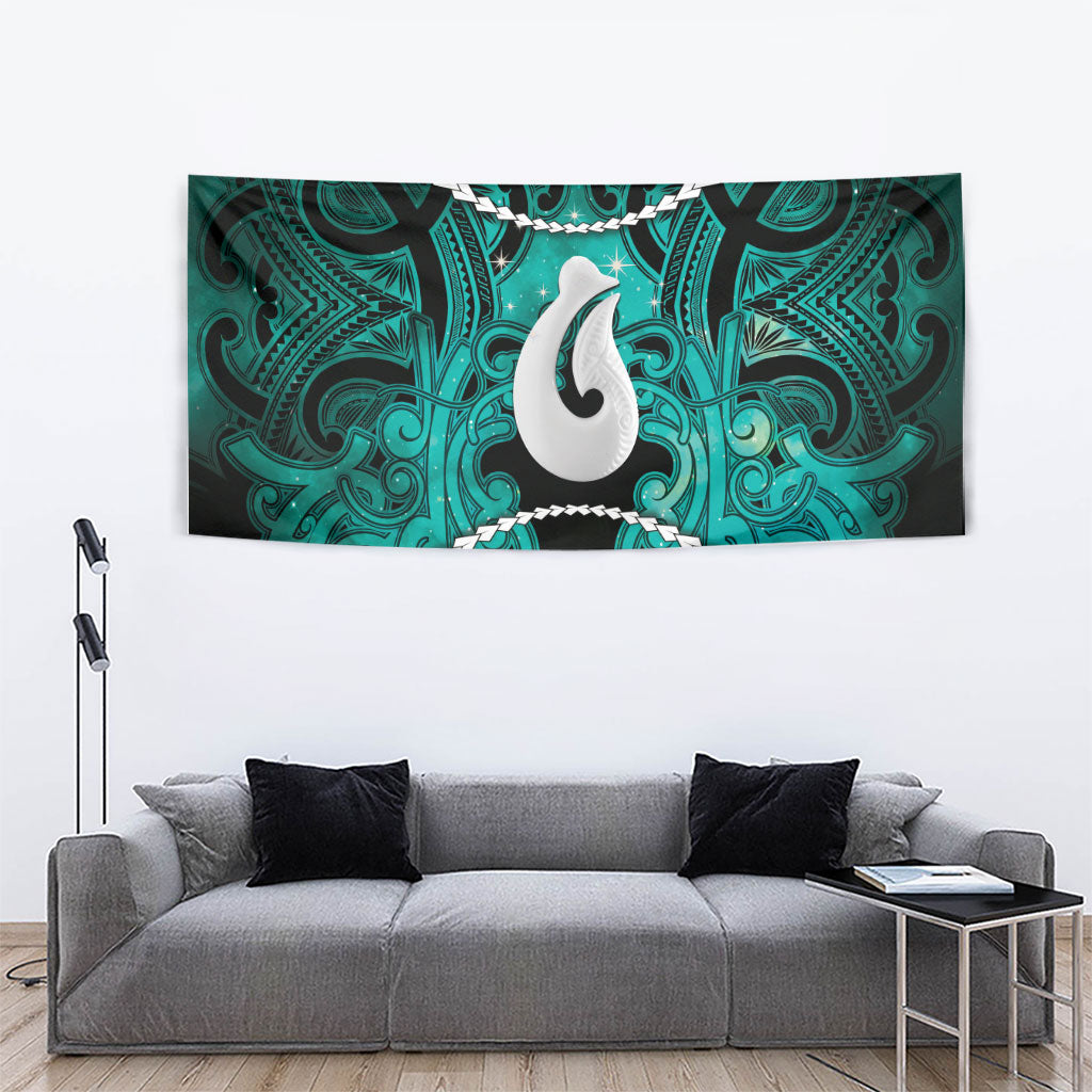 Maori Matariki Hei Matau Turquoise Tapestry Maori Kowhaiwhai Pattern Galaxy