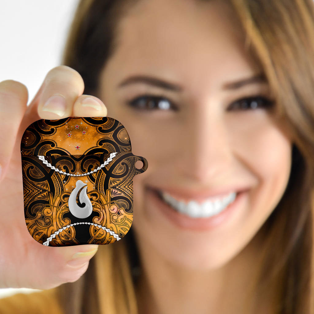 Maori Matariki Hei Matau Kowhai AirPods Case Maori Kowhaiwhai Pattern Galaxy LT01 - Polynesian Pride