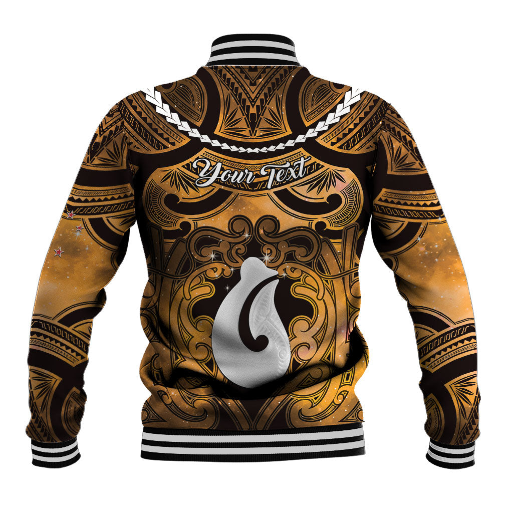 Personalised Maori Matariki Hei Matau Kowhai Baseball Jacket Maori Kowhaiwhai Pattern Galaxy