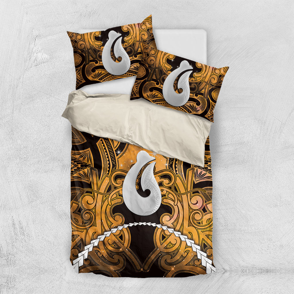 Maori Matariki Hei Matau Kowhai Bedding Set Maori Kowhaiwhai Pattern Galaxy