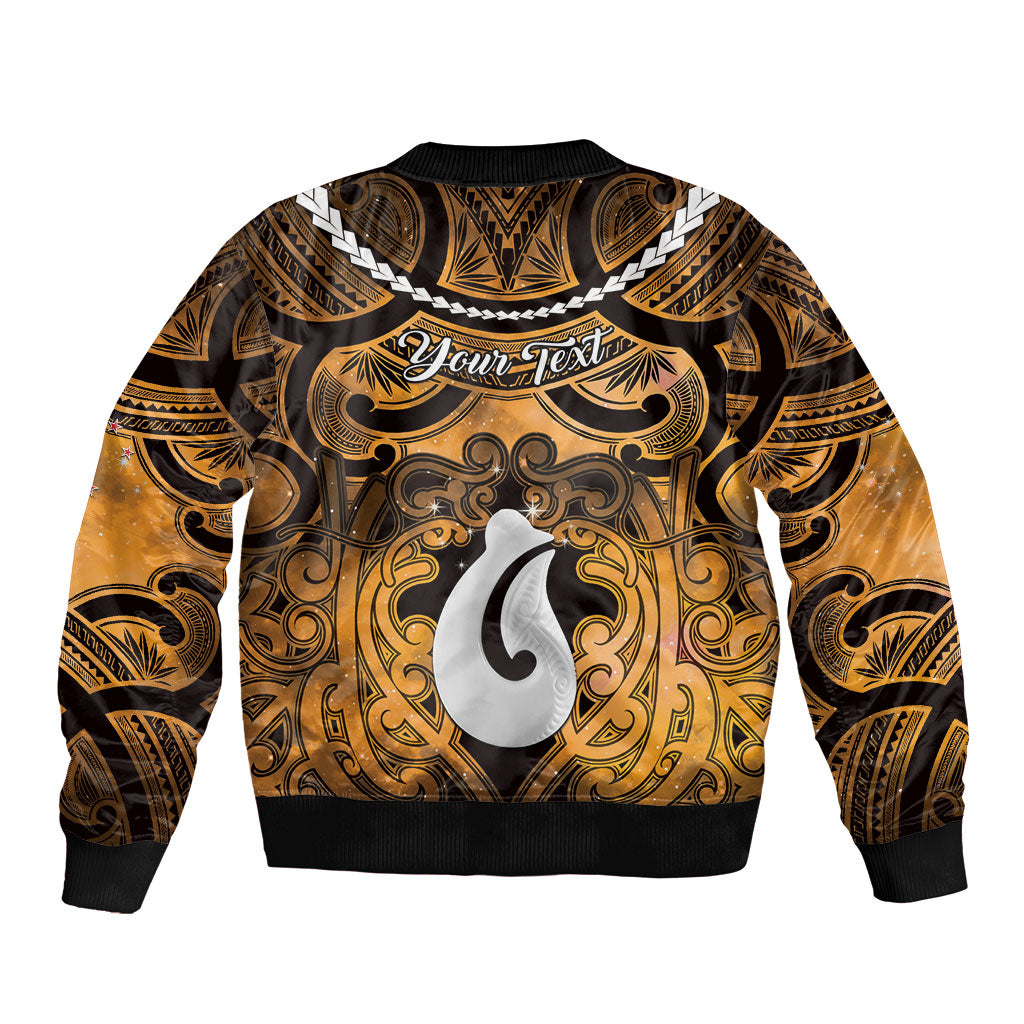 Personalised Maori Matariki Hei Matau Kowhai Bomber Jacket Maori Kowhaiwhai Pattern Galaxy